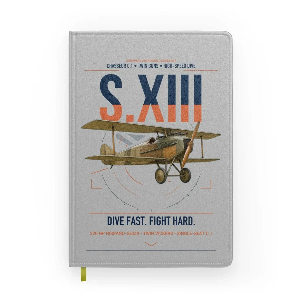 SPAD S.XIII C.1 design on light gray notebook