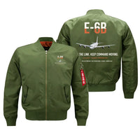 Thumbnail for E-6B Mercury design on green bomber jacket, double-side print