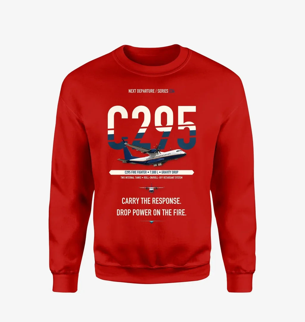Airbus C295 Firefighter design on red sweatshirt