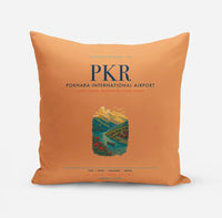 Thumbnail for Pokhara International Airport (PKR) design on orange pillow