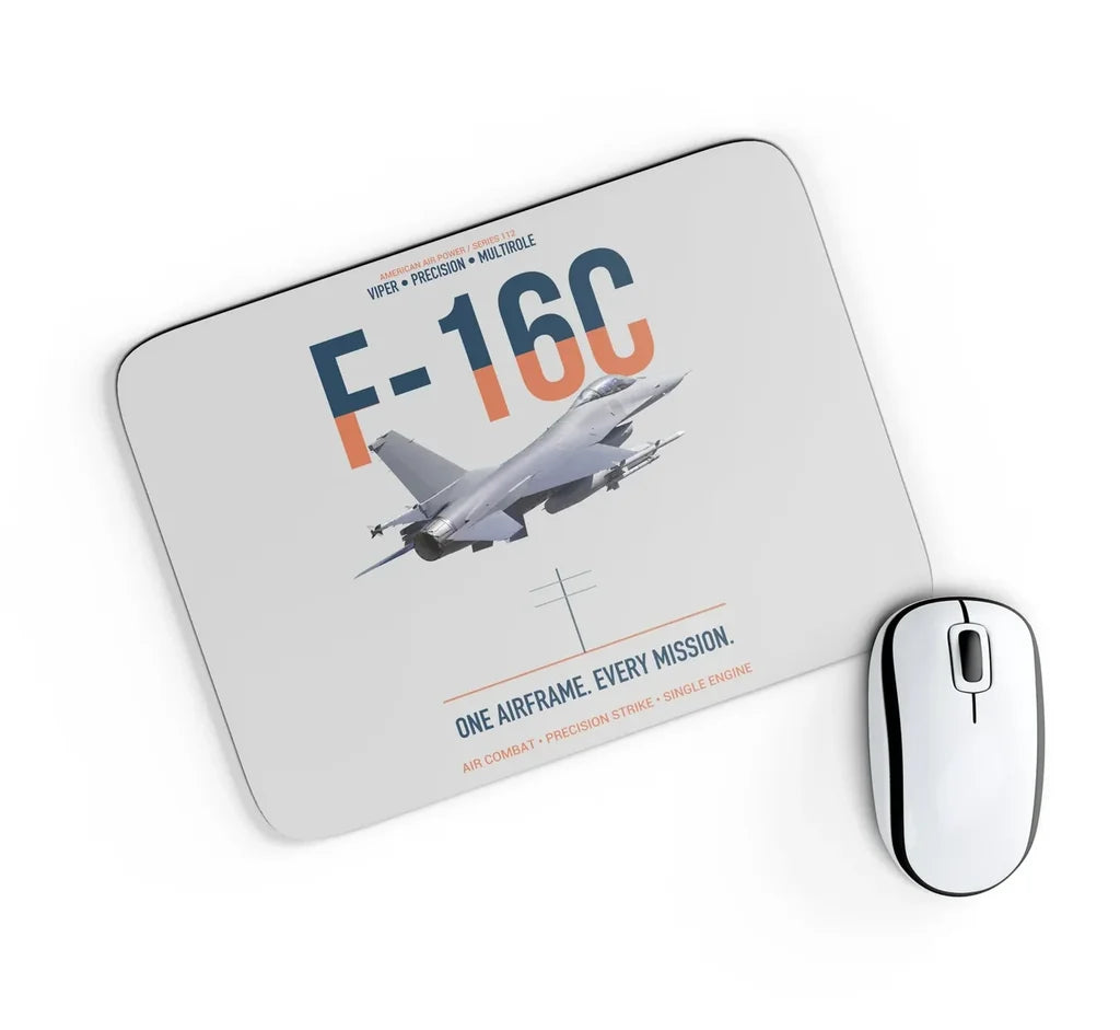 F-16C Fighting Falcon One Airframe Every Mission design on light gray rectangle mouse pad