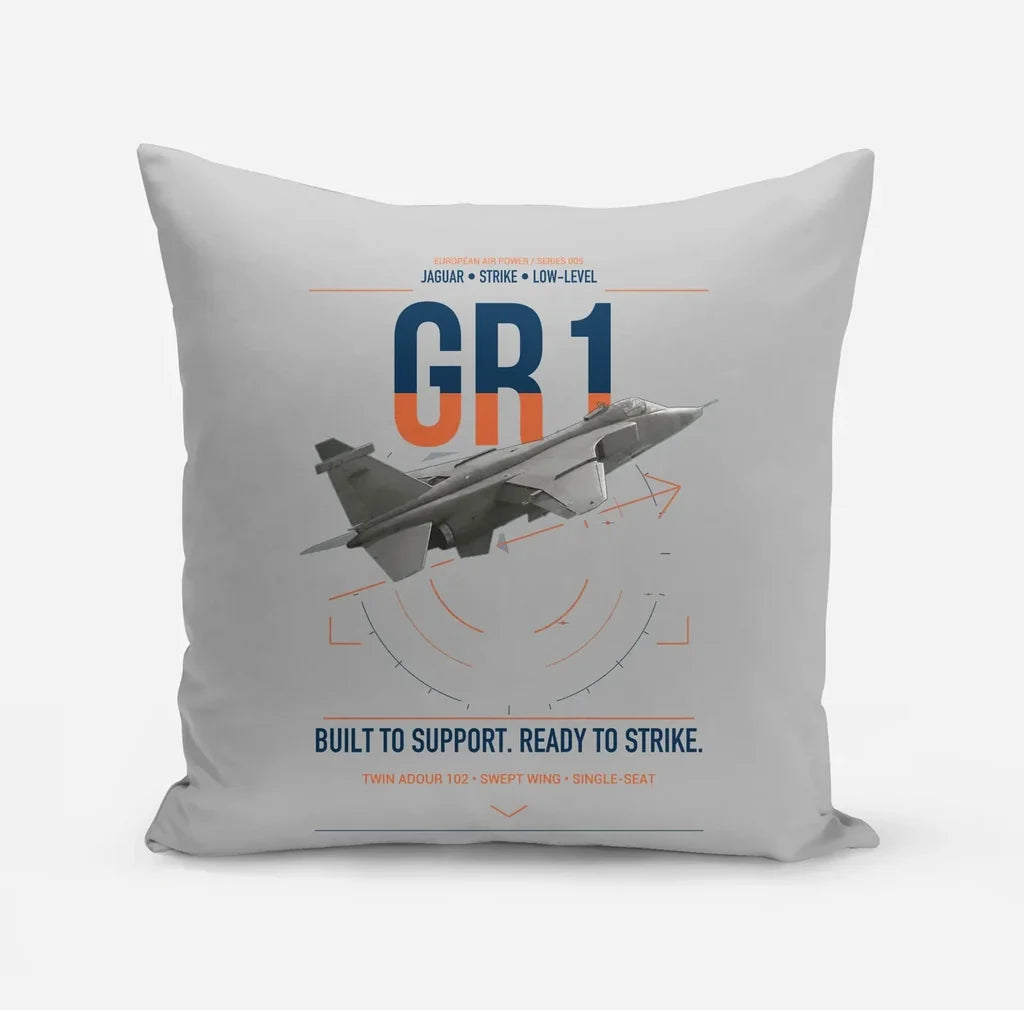 SEPECAT Jaguar GR1 design on light gray pillow