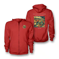 Thumbnail for VINTAGE G4142 - The Grass Strip Summer - Premium Zipped Hoodie design on red