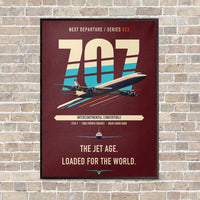 Thumbnail for Boeing 707-320C vertical canvas print - framed - dark red background