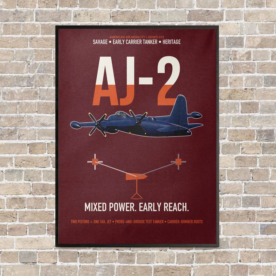 AJ-2 Savage Tanker vertical canvas print - framed - dark red background