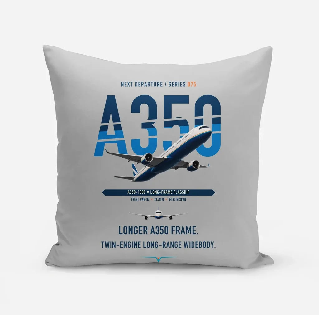 Airbus A350-1000 design on light gray pillow