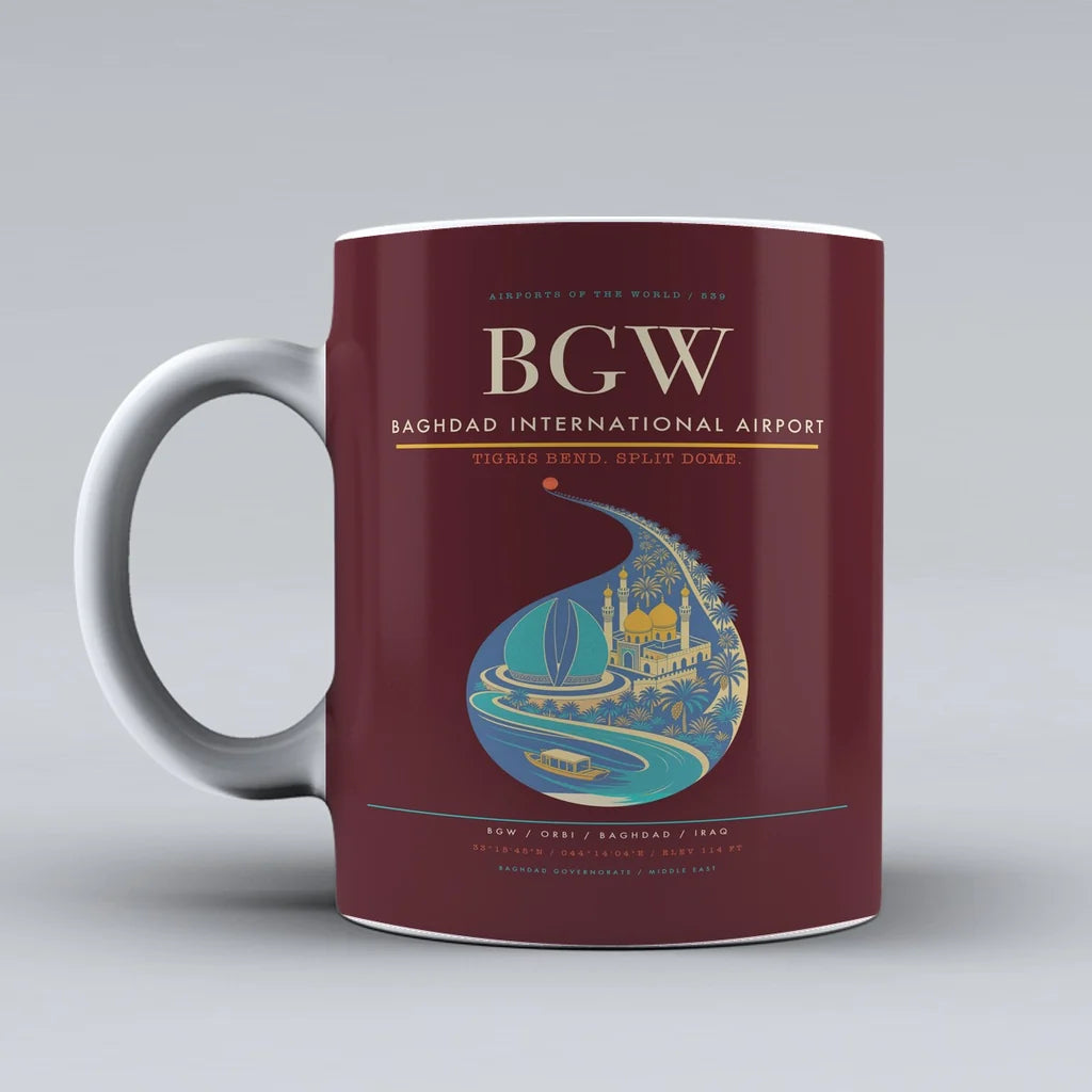 Baghdad International Airport BGW Mug - Dark Red