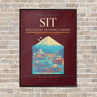 Thumbnail for Sitka Rocky Gutierrez Airport SIT vertical canvas print - framed - dark red background