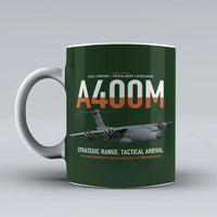 Thumbnail for Airbus A400M Atlas design on dark green ceramic mug, double-side print