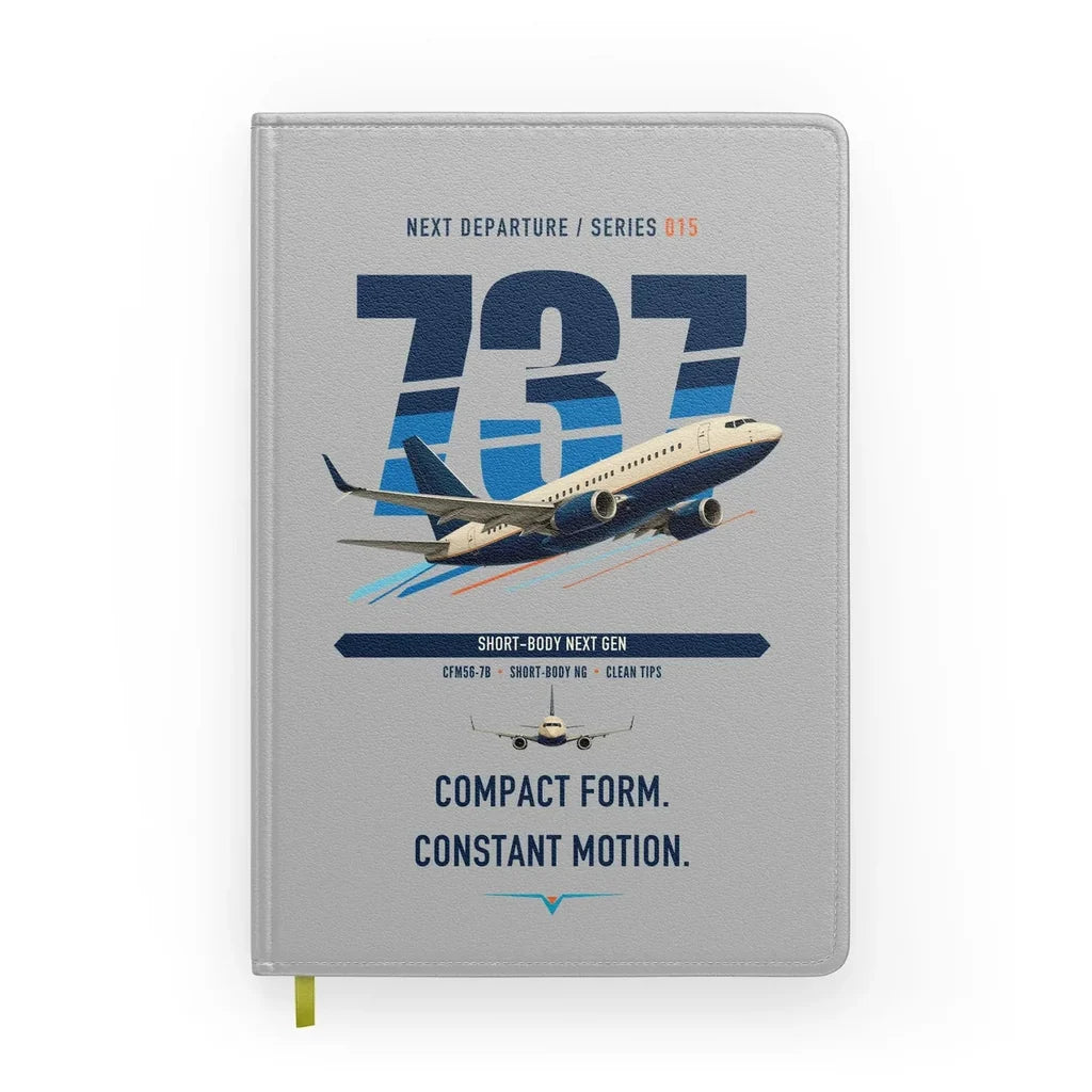 Boeing 737-700 NG design on light gray notebook