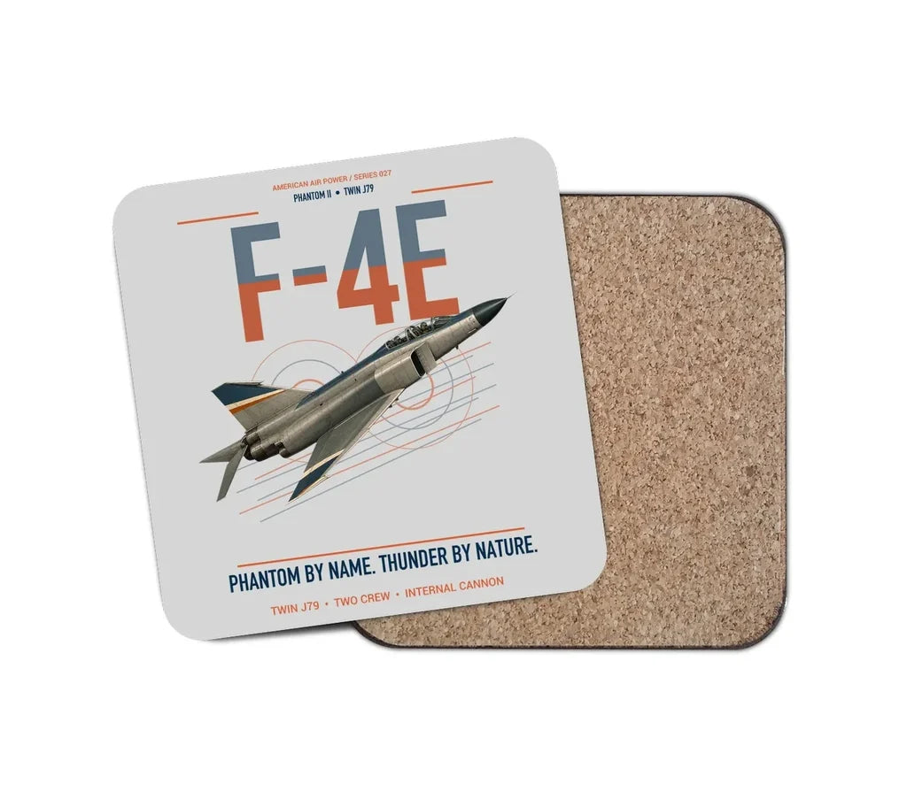 F-4E Phantom II design on light gray 1 piece coaster