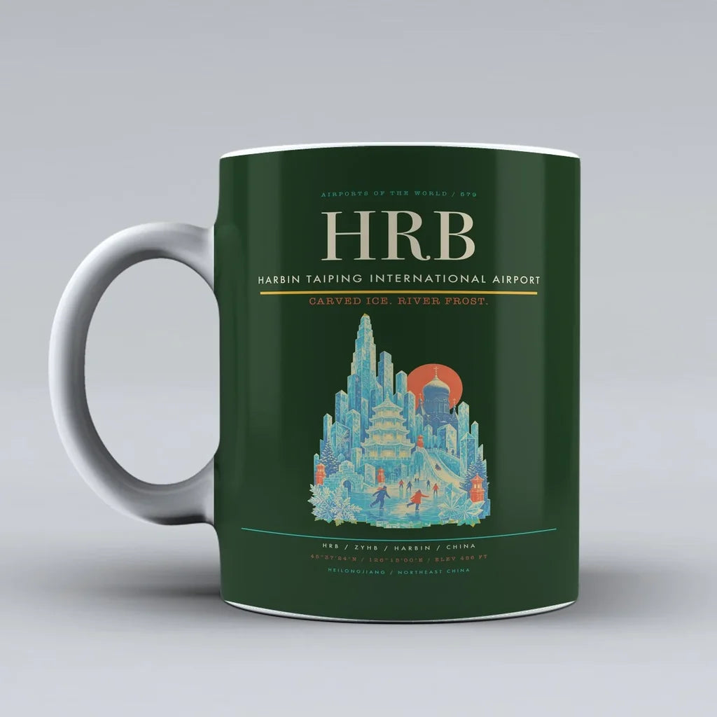 Taiping International Airport HRB Mug design on dark green harbin