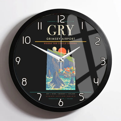 Grimsey Airport GRY Wall-Clock Framed - Black