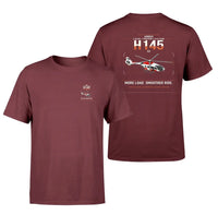 Thumbnail for Airbus H145 D3 design on dark red t-shirt, double-side print