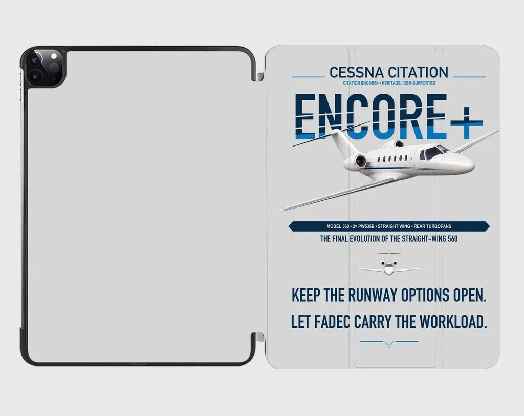 Cessna Citation Encore+ design on light gray ipad tablet case