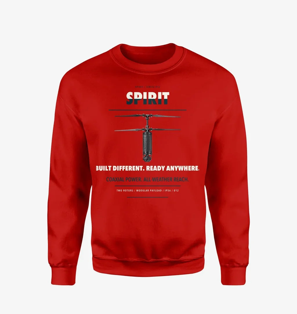 Ascent AeroSystems Spirit design on red sweatshirt