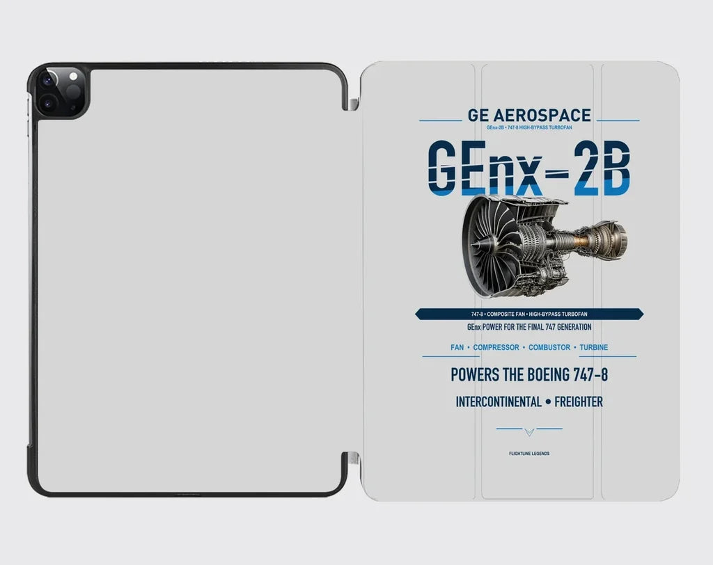 GEnx-2B design on light gray ipad tablet case