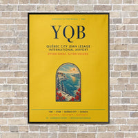 Thumbnail for Québec City Jean Lesage International Airport YQB vertical canvas print - framed - yellow background