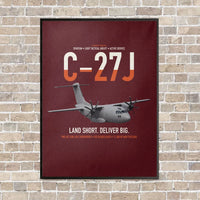 Thumbnail for C-27J Spartan vertical canvas print - framed - dark red background