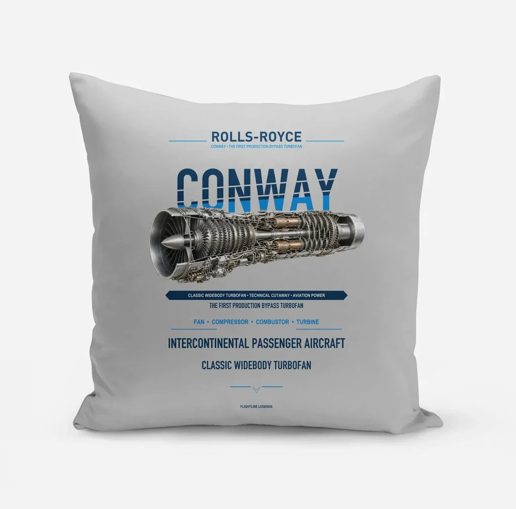CONWAY design on light gray pillow