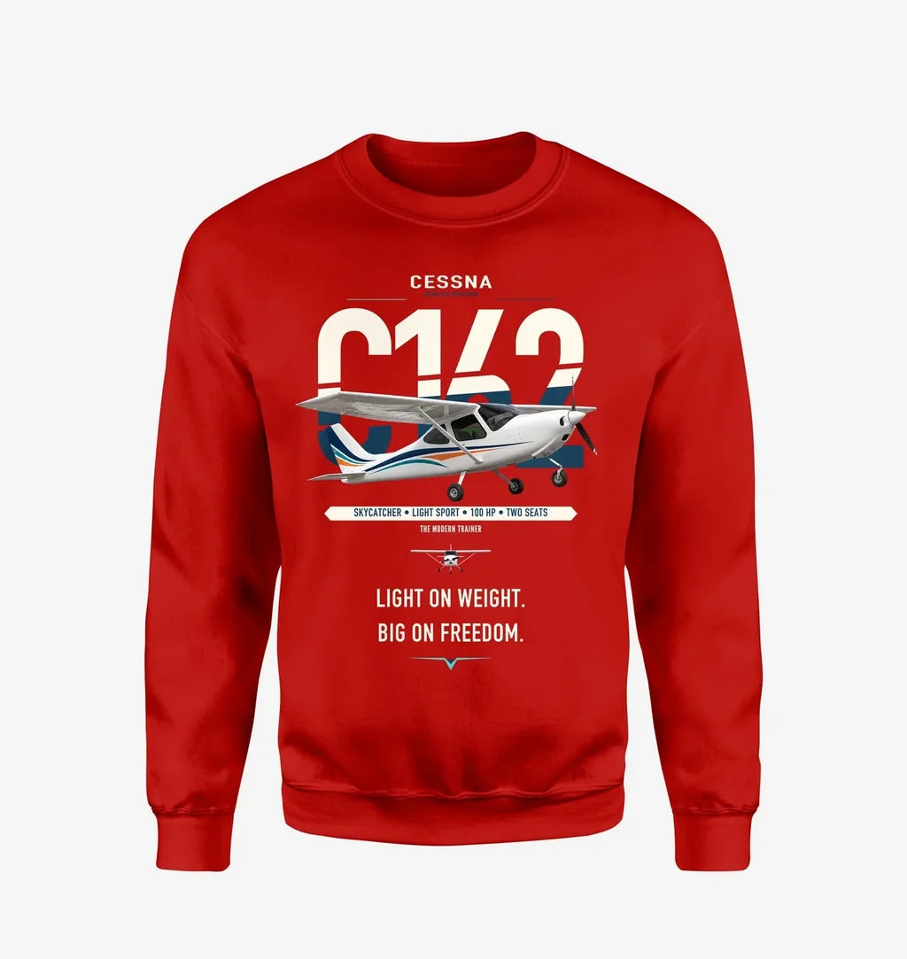 Cessna 162 Skycatcher design on red sweatshirt