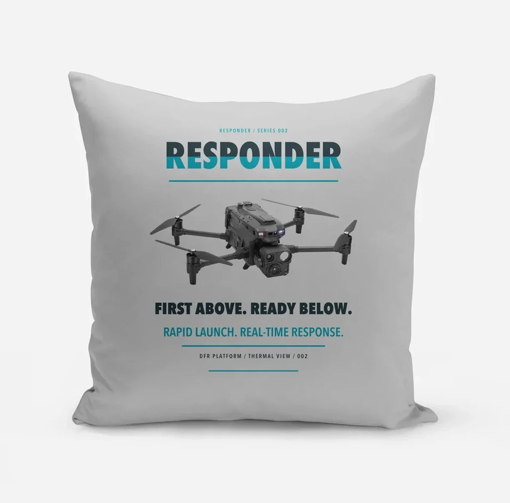 BRINC Responder design on light gray pillow