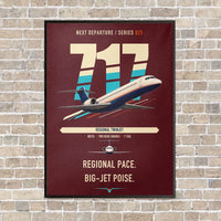 Thumbnail for Boeing 717-200 vertical canvas print - framed - dark red background