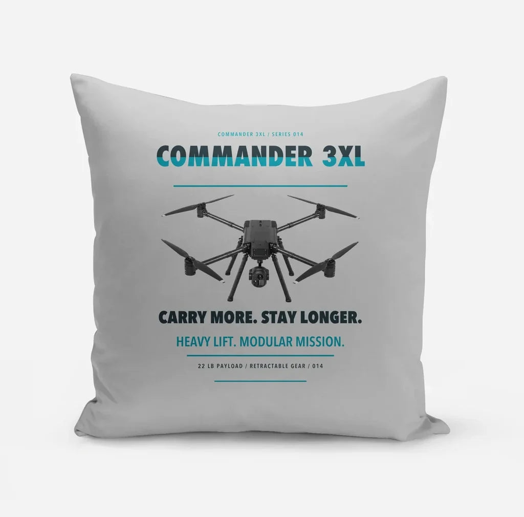 Draganfly Commander 3XL design on light gray pillow