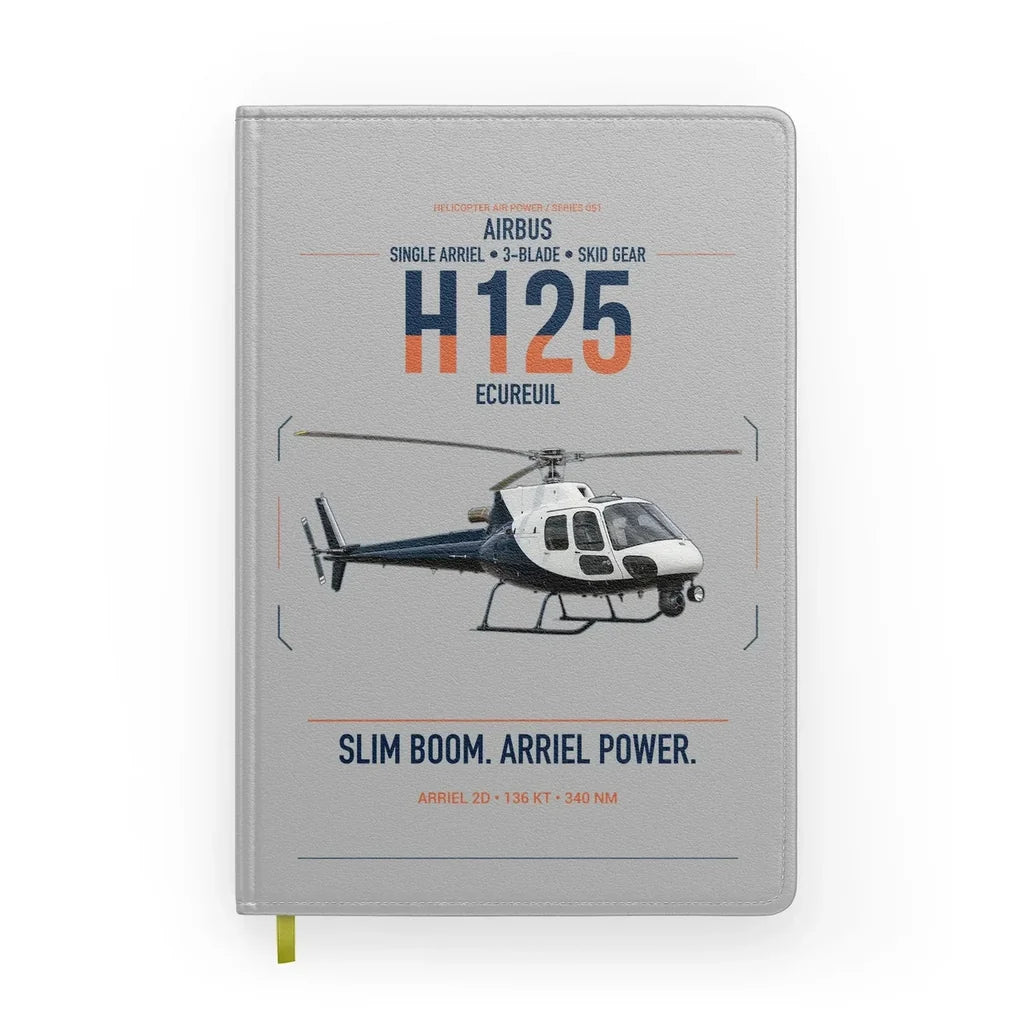 Airbus H125 design on light gray notebook