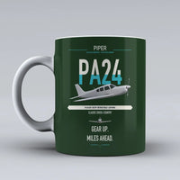 Thumbnail for Piper PA-24-250 Comanche 250 design on dark green ceramic mug, double-side print