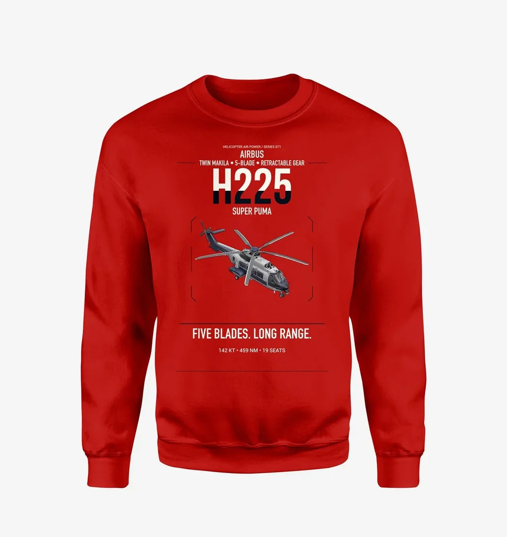 Airbus H225 design on red sweatshirt