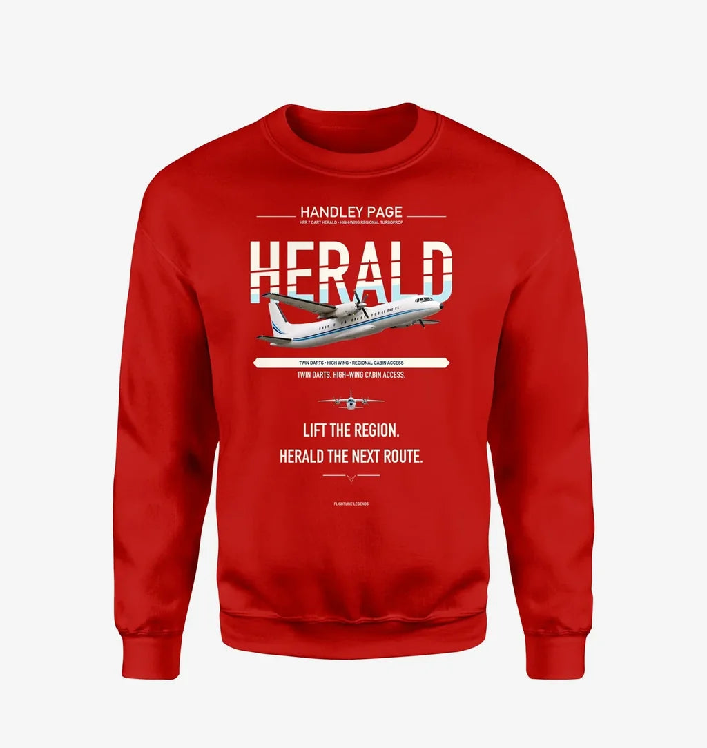 Handley Page HPR.7 Dart Herald design on red sweatshirt