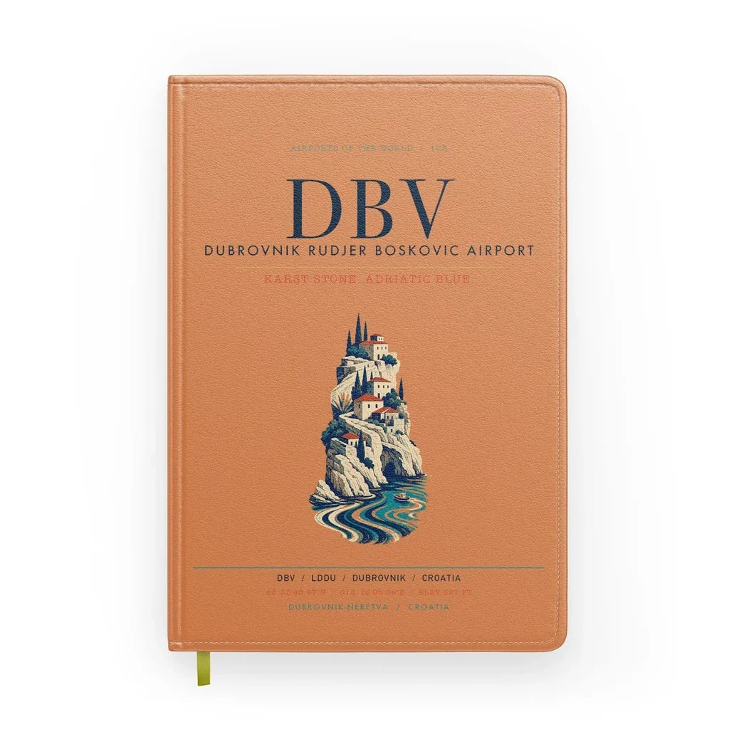 Dubrovnik Ruđer Bošković Airport (DBV) design on orange notebook