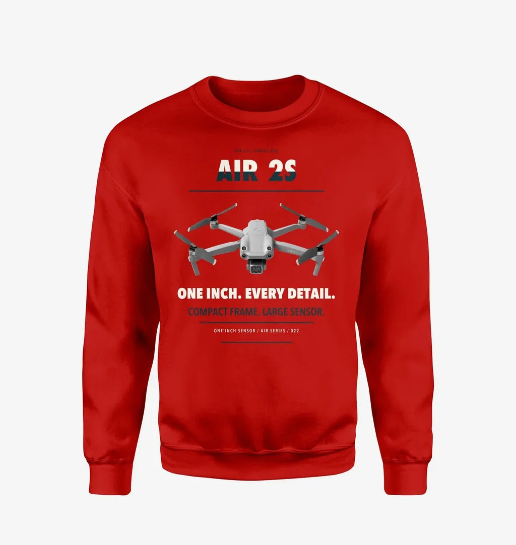 DJI Air 2S design on red sweatshirt