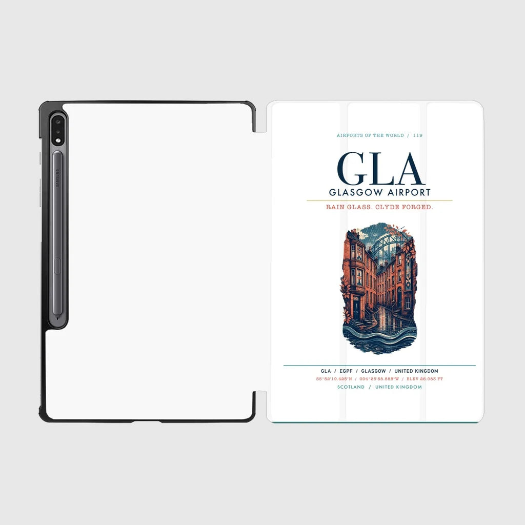 Glasgow Airport (GLA) design on white samsung tablet tablet case