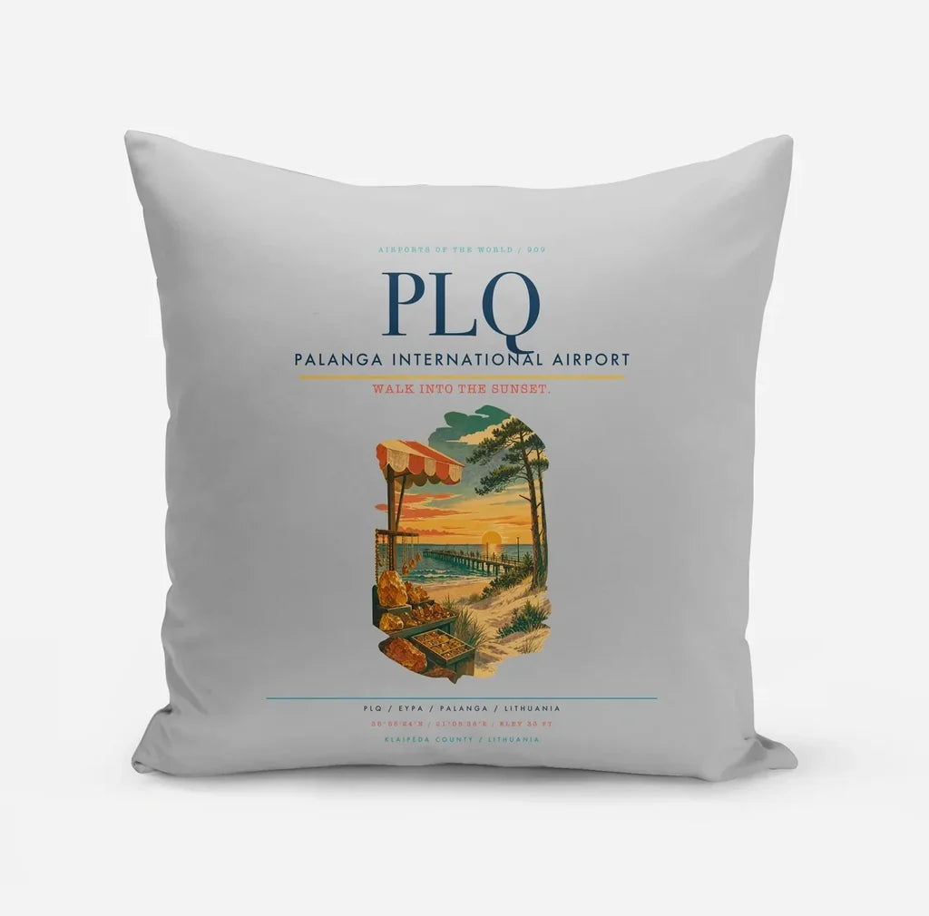 Palanga International Airport (PLQ) design on light gray pillow