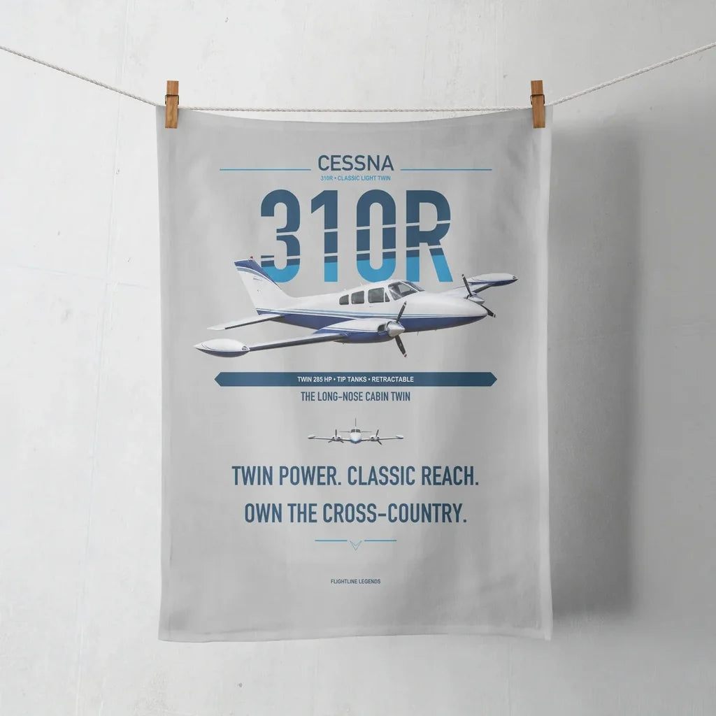 Cessna 310R design on light gray towel
