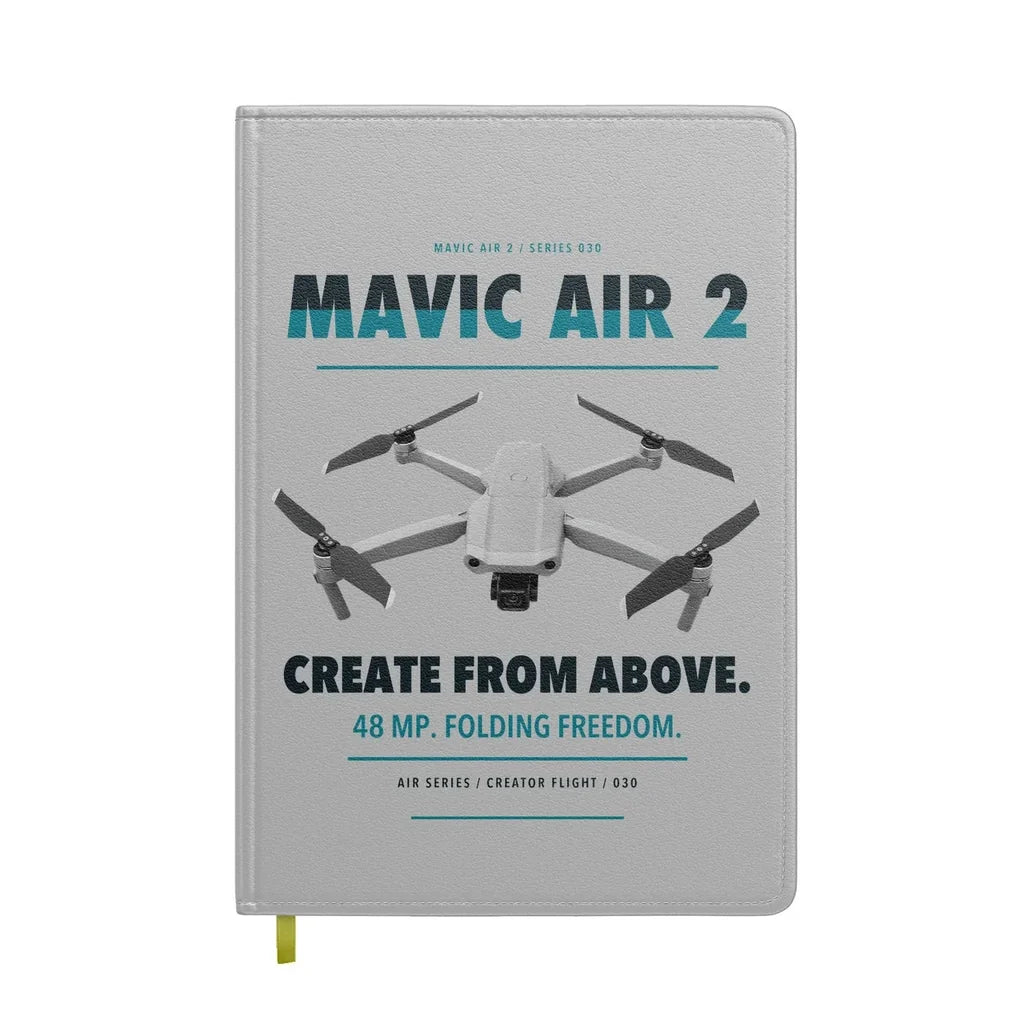DJI Mavic Air 2 design on light gray notebook