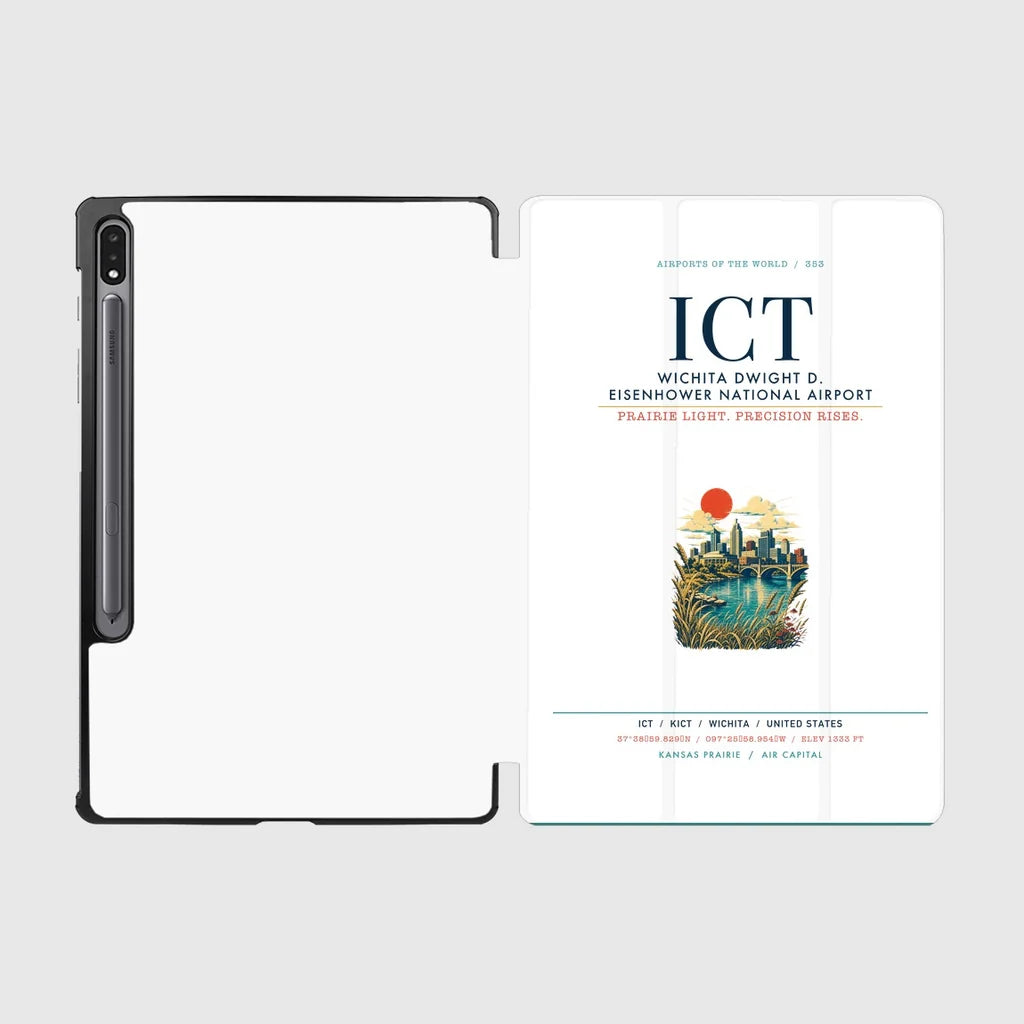 Wichita Dwight D. Eisenhower National Airport (ICT) design on white samsung tablet tablet case