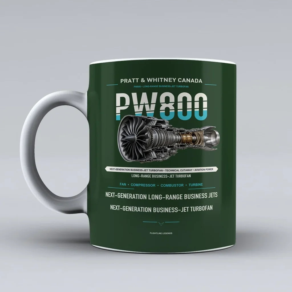 Mug design on dark green pw800