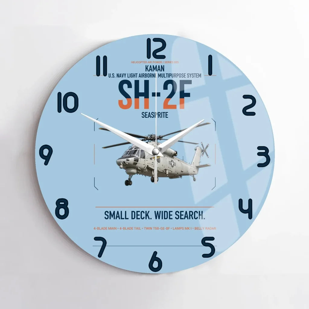 Kaman SH-2F Seasprite design on light blue no frame wall clock
