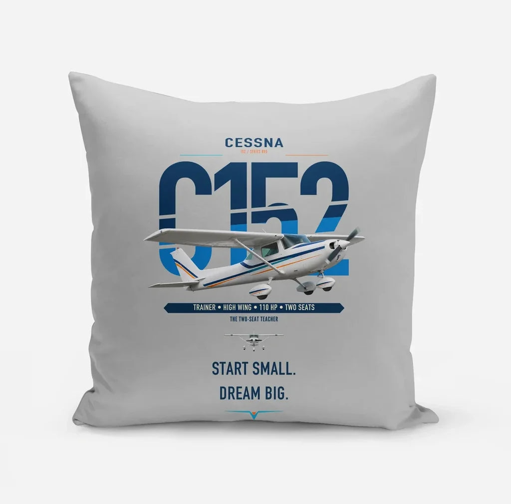 Cessna 152 design on light gray pillow