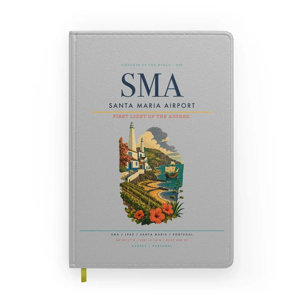 Santa Maria Airport (SMA) design on light gray notebook