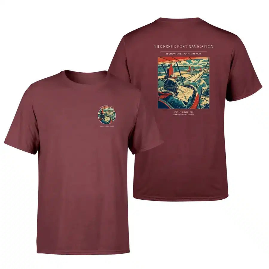 VINTAGE G4390 - The Fence Post Navigation - Double-Side T-Shirt design on darkred double side t shirt