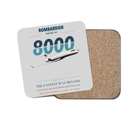 Thumbnail for Bombardier Global 8000 design on light gray 1 piece coaster