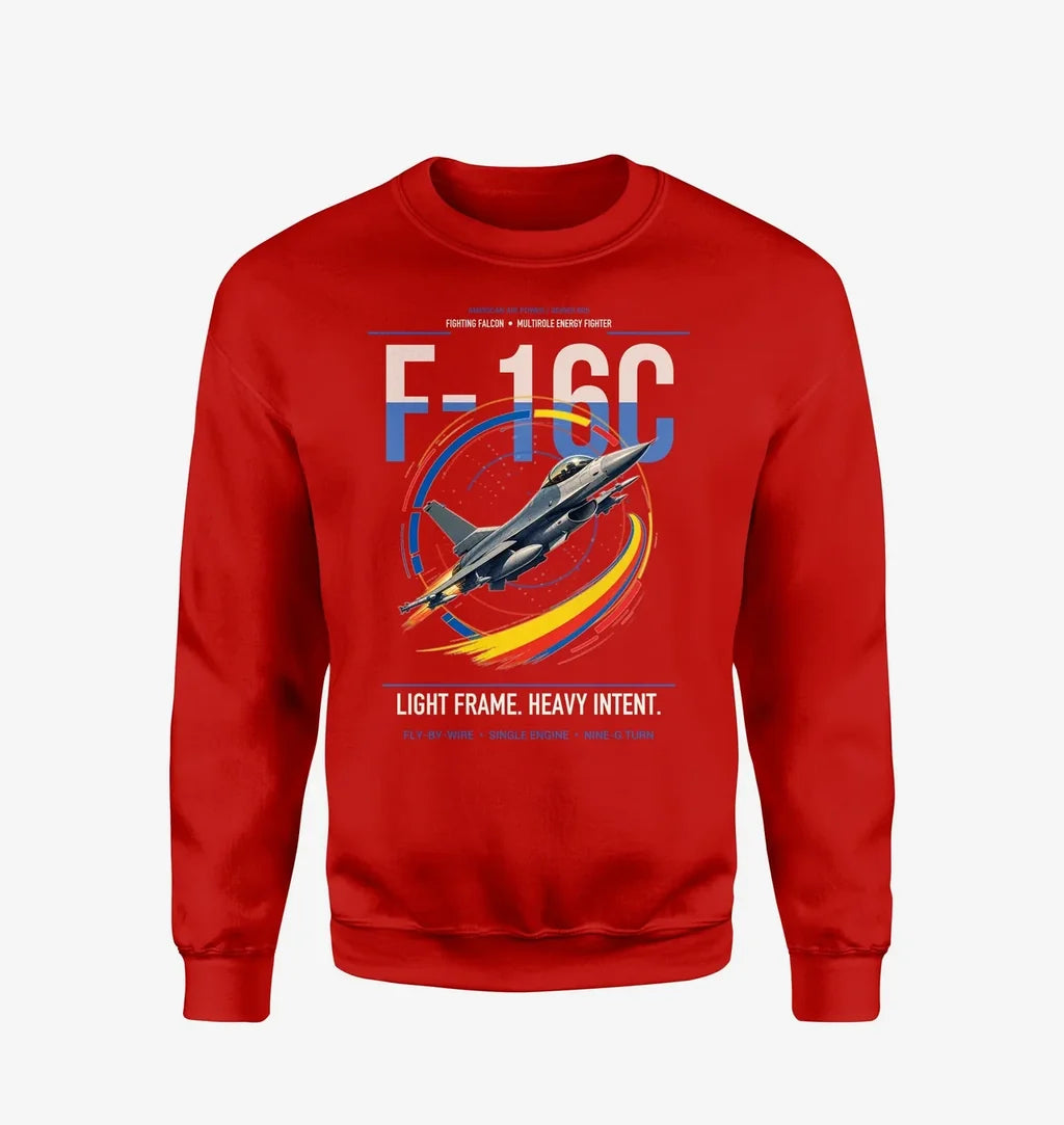 F-16C Fighting Falcon design on red sweatshirt