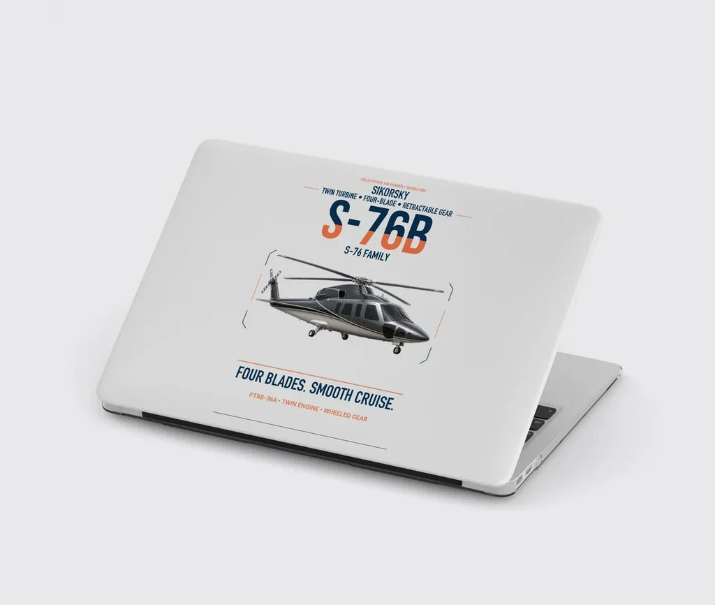 Sikorsky S-76B design on light gray MacBook case