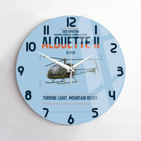 Thumbnail for Sud Aviation SE 3130 Alouette II design on light blue no frame wall clock
