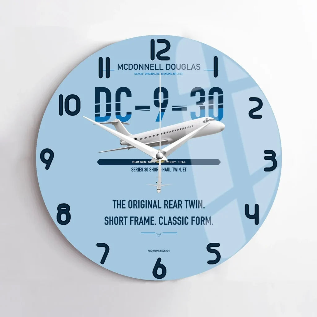 McDonnell Douglas DC-9-30 design on light blue no frame wall clock