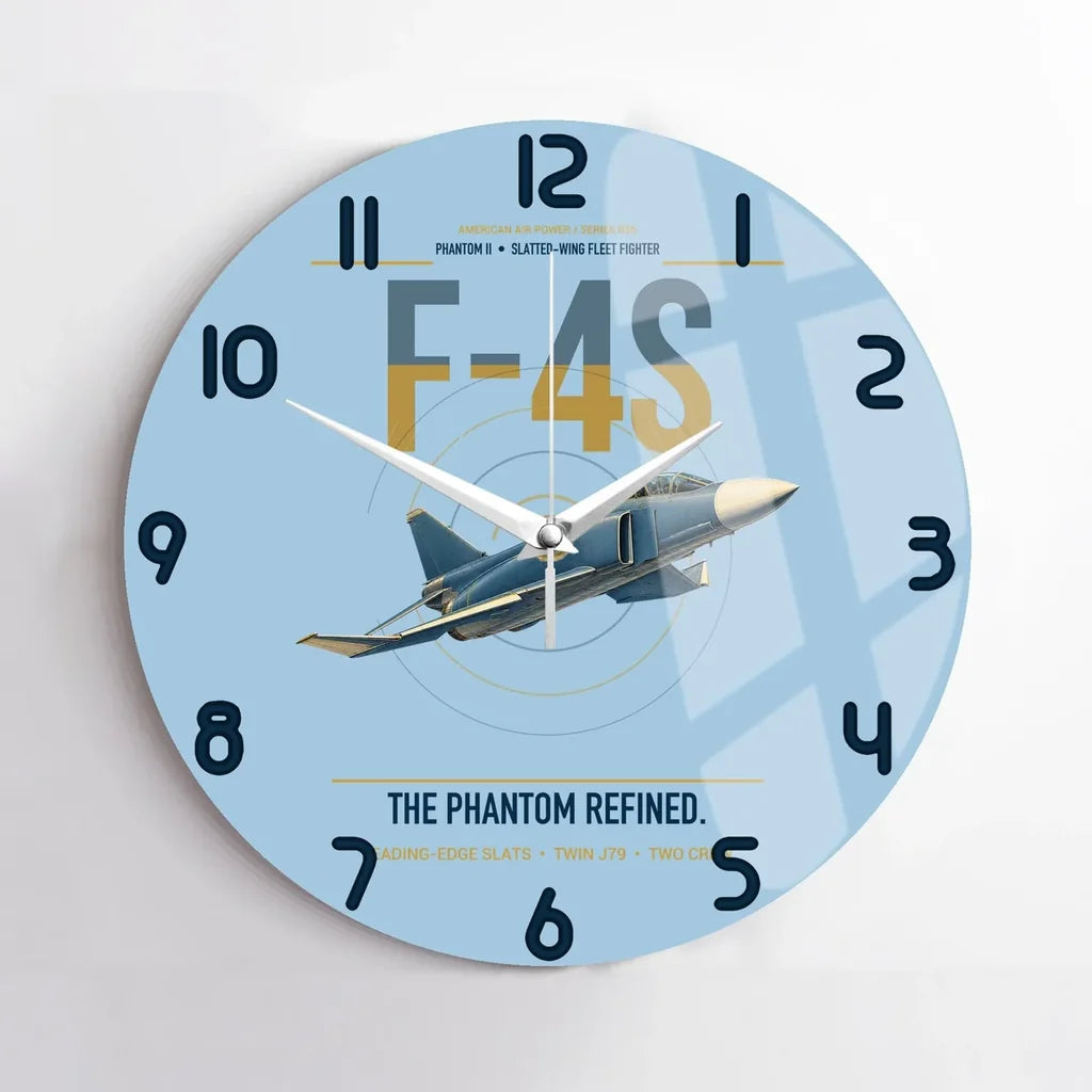 F-4S Phantom II design on light blue no frame wall clock